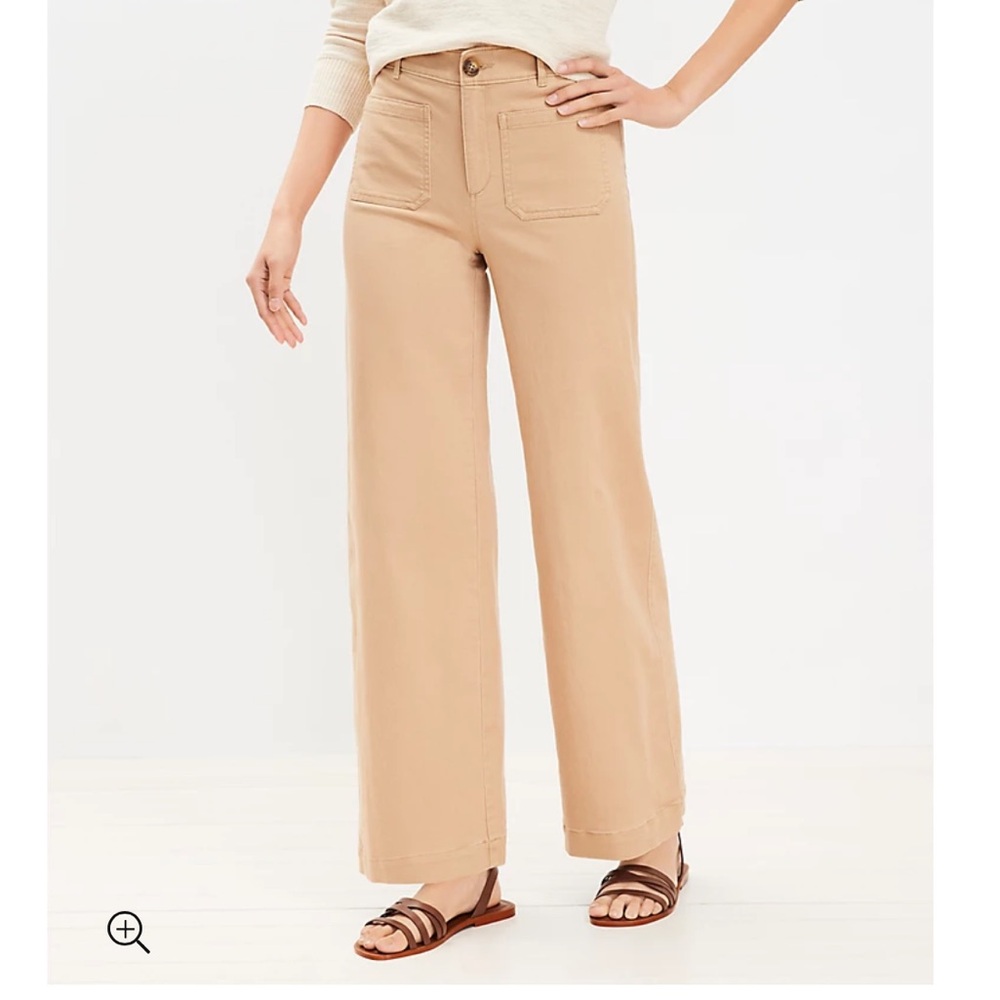 Loft Palmer Wide Legs in twill. Beige Tan size 10